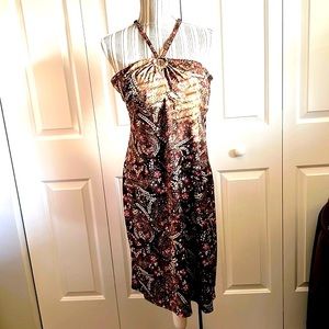 Ann Taylor LOFT 12P  Brown Floral